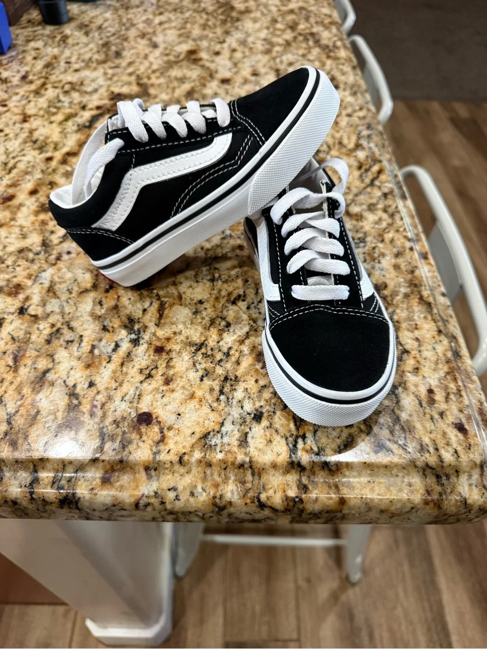 Vans Kids Black and White Low-Top Skate Sneakers